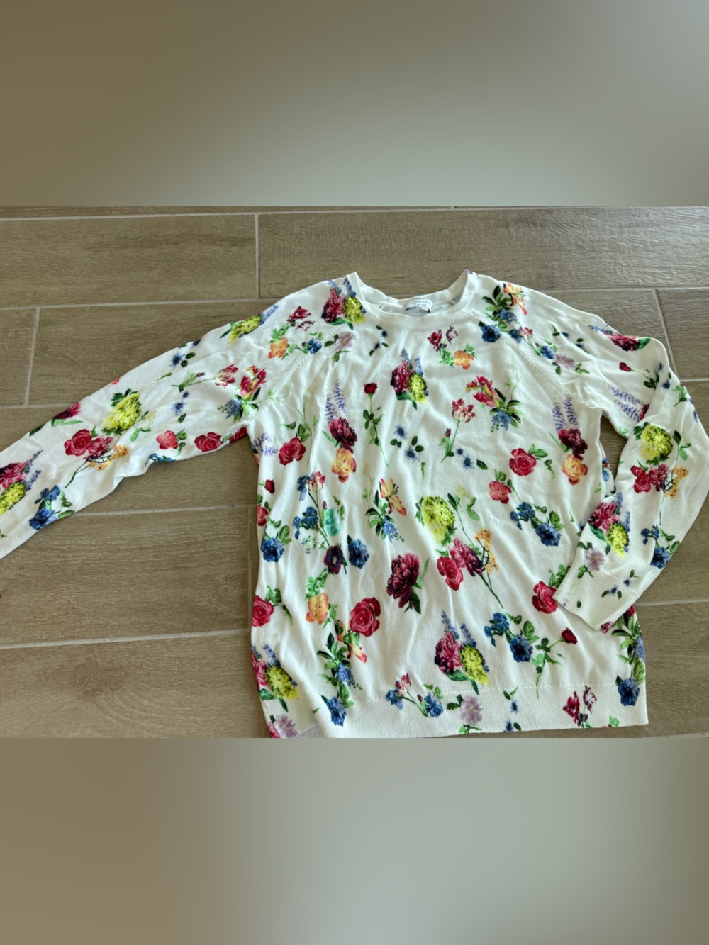 J Society Cotton Floral Long-Sleeve Sweater